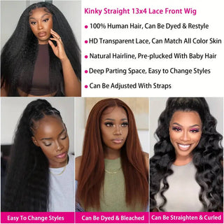 kinky Straight Wig With Bangs | Yaki Straight Human Hair Wig | CLJHair