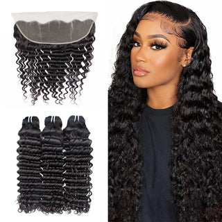 Wholesale Raw Deep Wave Human Hair Bundles And Lace Frontal | CLJHair
