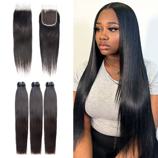 Vietnamese Raw Human Straight Bundles With Closure | CLJHair