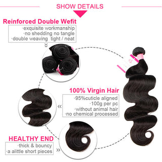 Brazilian Body Wave Human Hair 3 Bundles With 5x5 Closure | CLJHair