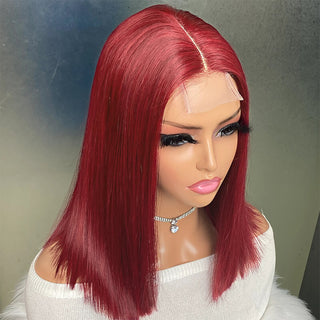 2x6 Kim K Transparent Lace Closure Wigs Raw Human Hair #99J Color | CLJHair