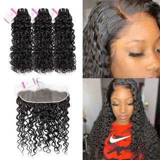Best Water Wave 3 Human Hair Bundles With 13x4 Lace Frontal | CLJHair