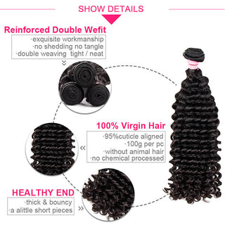 Brazilian Natural Virgin Hair 4 Bundles Deep Wave With 5x5 Closure | CLJHair