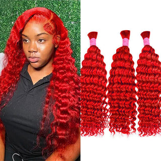 #Red Curly Bulk Human Hair For Braiding | CLJHair