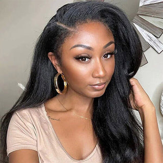 Cheap Kinky Straight 13X4 Lace Front Wig With 4C Edges Bangs | CLJHair