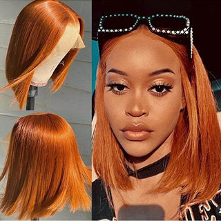 Straight Human Hair Bob Wig Ginger Color Pre Plucked for women | CLJHair