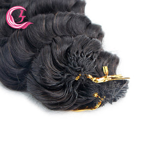 Loose Deep Wave Micro Ring Loop Feather Tip Crochet Hair | CLJHair