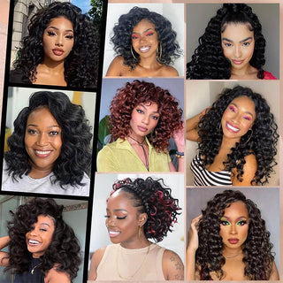 Loose Deep Wave Micro Ring Loop Feather Tip Crochet Hair | CLJHair