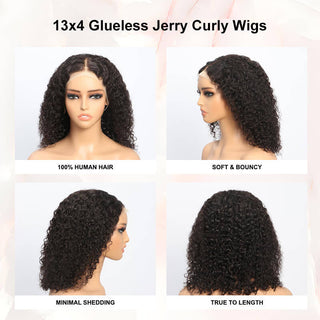 Wear Go Jerry Curly 13x4 Hd Lace Front Glueless Wigs Pre Cut Lace with Natural Hairline | CLJHair