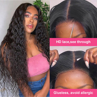 Wear And Go Hd Glueless Wigs Water Wave 4X4 Lace Closure Wig | CLJHair