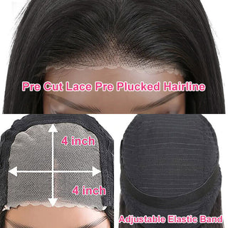 Pre Cut Human Hair Straight Glueless 4X4 Lace Wigs For Sale | CLJHair