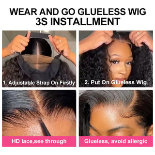 Deep Wave Glueless 4X4 Hd Lace Closure Wigs Near Me | CLJHair