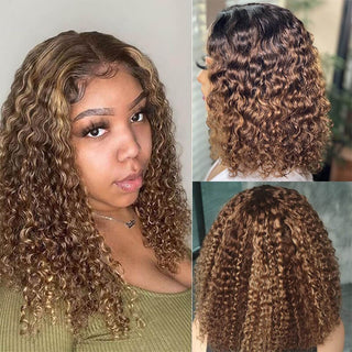 4x4 Transparent Closure Lace Water Wave Color Bob Wigs | CLJHAIR