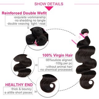 4 Body Wave 100 Human Hair Bundles Deals With 5x5 Closure | CLJHair