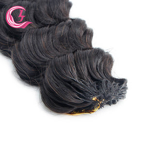 Loose Deep Wave Micro Ring Loop Feather Tip Crochet Hair | CLJHair
