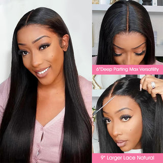 Glueless Wig Straight 9x6 Closure HD Lace Pre Plucked Ready to Go | CLJHair