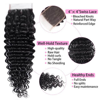 4X4 Hd Lace Deep Wave Pre Plucked Closure Free Part For Women | CLJHair