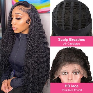 Deep Wave Breathable Cap 13X4 Hd Lace Wigs For Black Hair | CLJHair