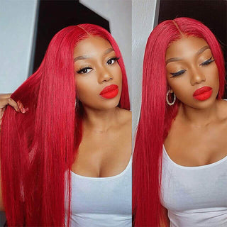 Burgundy Lace Front Wig Straight Human Hair with 180% Density | CLJHair