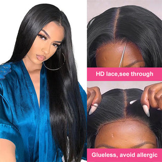 Long Straight Pre Cut Glueless 5X5 Hd Lace Wigs Cheap | CLJHair