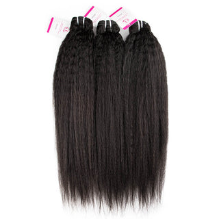 13x4 Lace Frontal With Yaki Straight Human Hair 3 Bundles | CLJHair