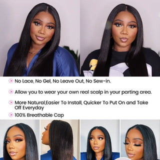 Straight V Part Wig Human Hair Wigs For Women No Leave Out Side Part Wig No Glue Hair Wig | CLJHair